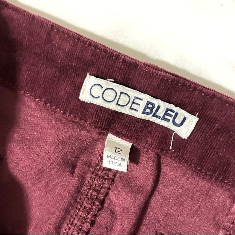 Code Bleu Maroon Corduroy Trousers Like New Size 12 Wide Leg Cropped - Picture 3 of 5